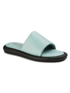 New Italeau Giorgia Slides Teal Cushioned Leather Made in Italy Size 11